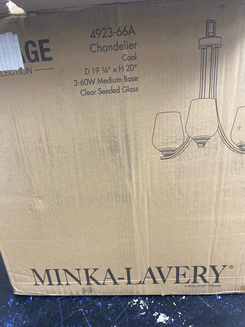 Minka Lavery 4923-66A Shyloh Chandelier, 3-Light 180 Total Watts, Coal