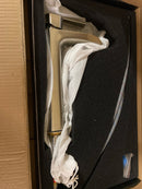 Vigo VGT1061 Giovanni 17" Circular Glass Vessel Bathroom Sink with 1.2 GPM Waterfall 11" H Deck Mounted Bathroom Faucet and Pop-Up Drain Assembly - PVD Brushed Nickel