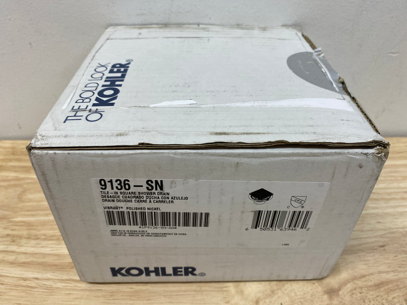 Kohler K-9136-SN Clearflo Square Design Tile-In Shower Drain - Polished Nickel