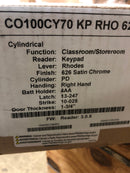 CO-100-CY-70-KP-RHO-626-AM-S123 CO-100-CY-70-KP-RHO Electronic Keypad Lock, Storeroom Function, Rhodes Lever - Satin Chrome AM (Antimicrobial) / Schlage S123 Keyway