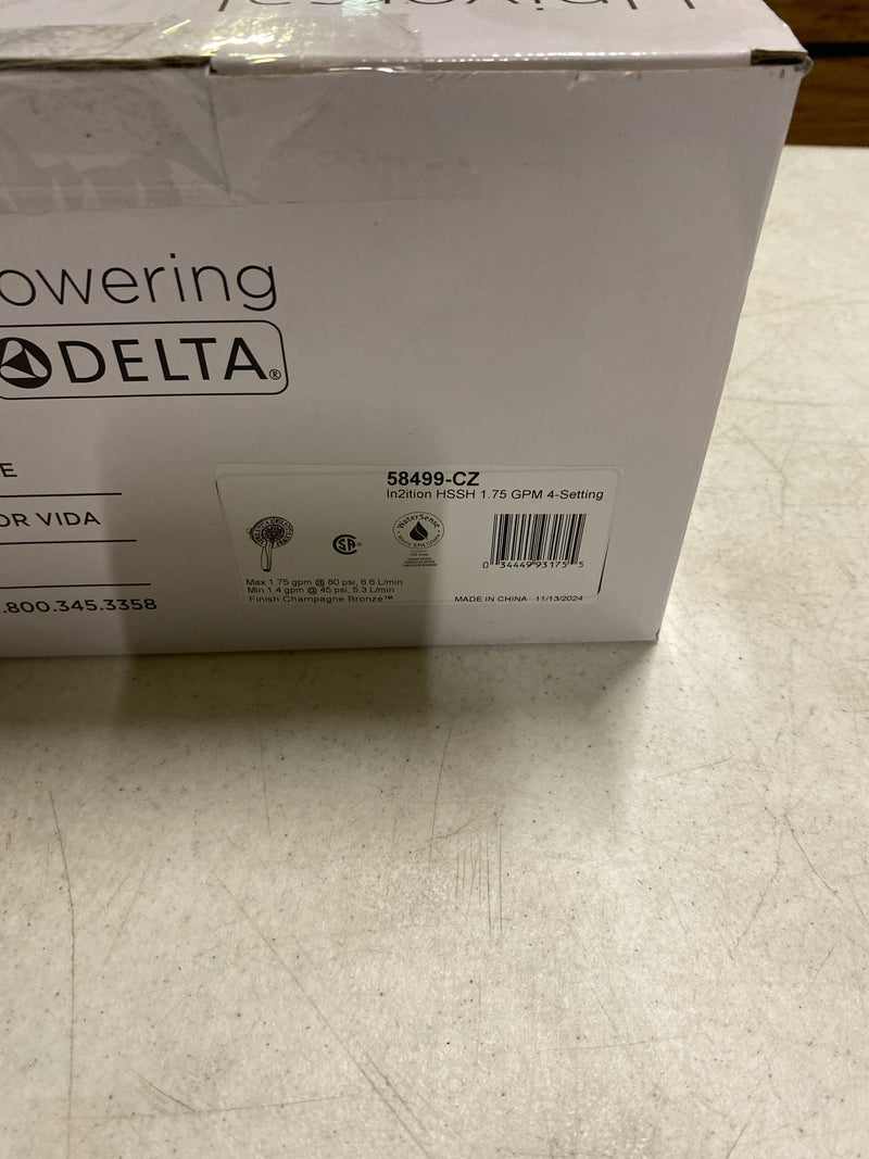 Delta 4-Setting In2ition 2-in-1 Dual Shower Head with HandHeld Spray, Brushed Gold Detachable Shower Head with Hose, Showerhead, 1.75 GPM Flow Rate, Champagne Bronze 58499-CZ