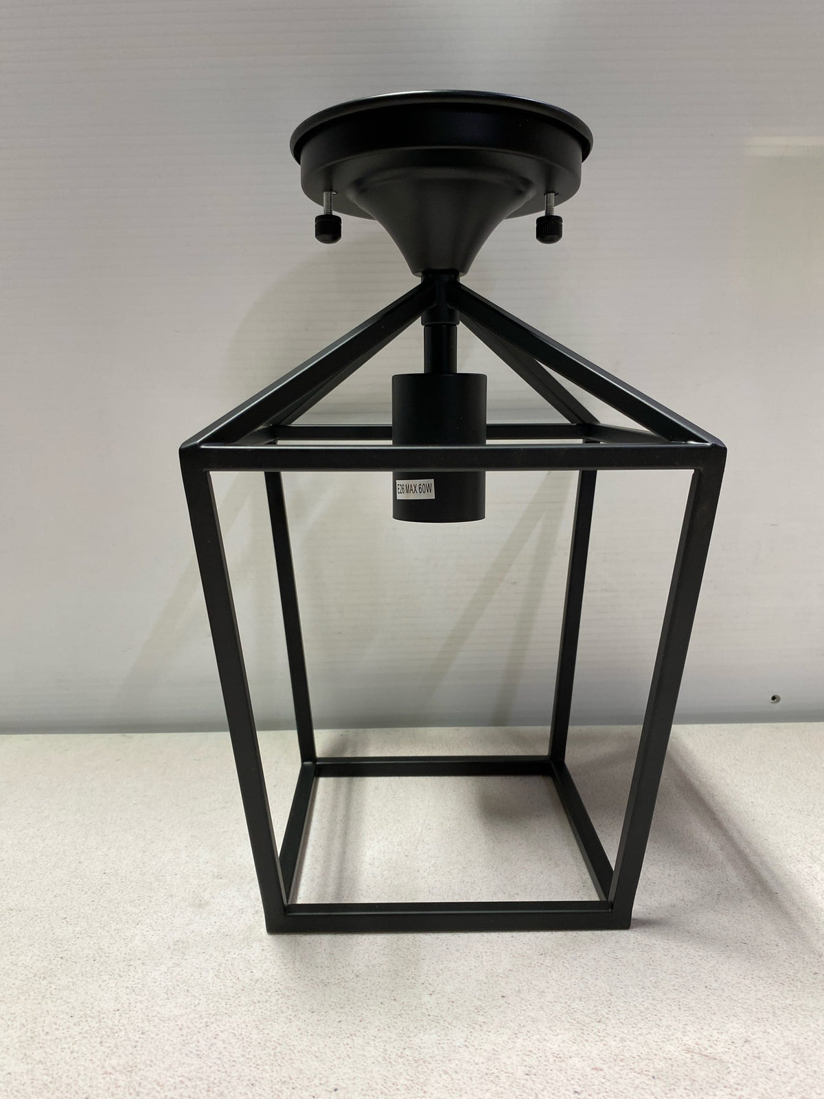 Yansun H-CL029BD 1-Light Black Modern Industrial Cage Semi Flush Mount Ceiling Light for Hallway Bedroom Farmhouse Kitchen Entryway Hall