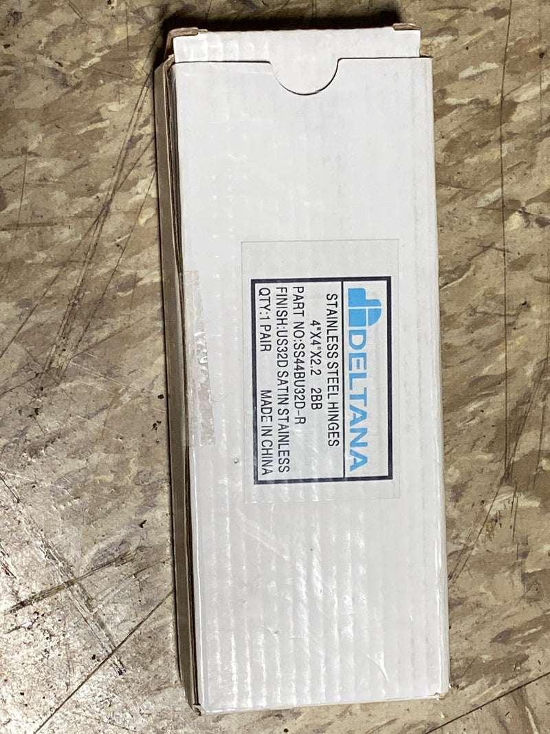 Deltana SS44BU32D-R 4 x 4 Inch Stainless Steel Square Corner Ball Bearing Residential Mortise Hinge - Pair - Satin Stainless Steel