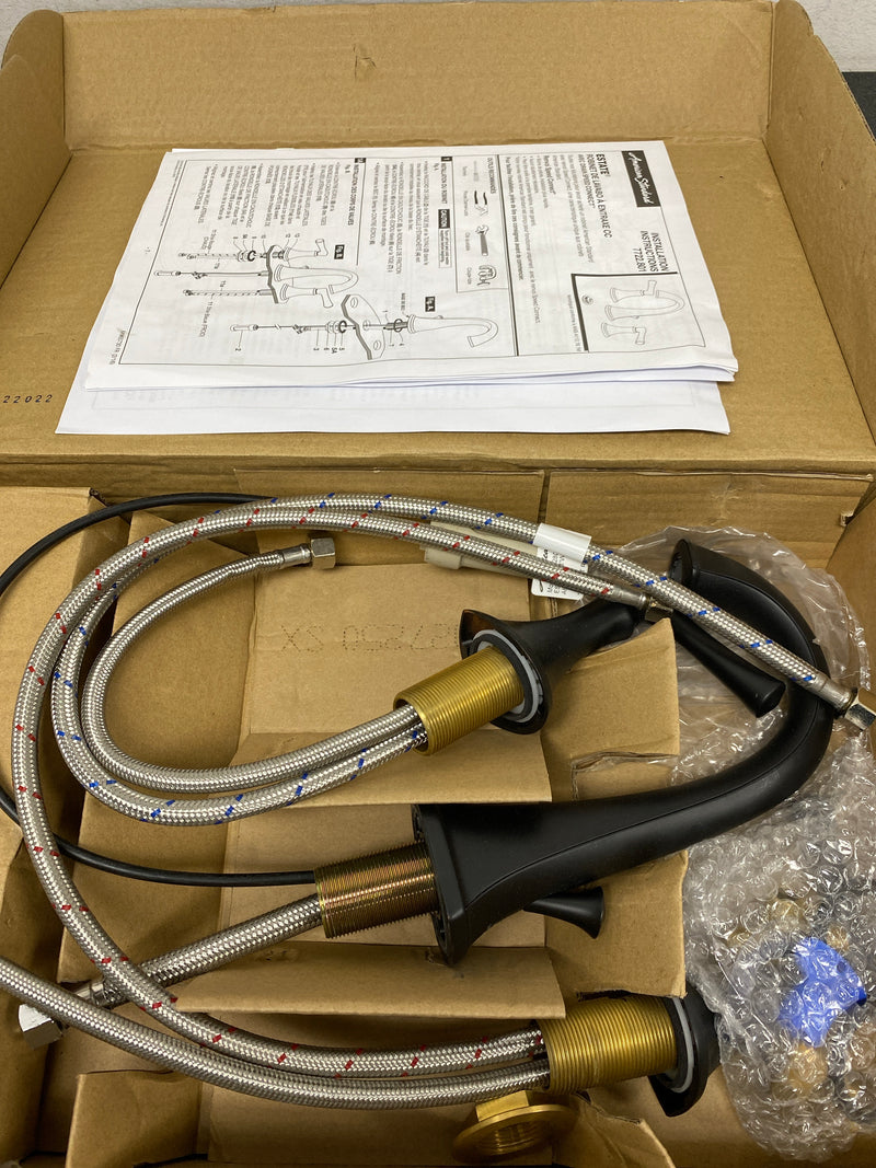 American Standard 7722801.243 Estate Widespread Bathroom Faucet with Speed Connect Technology - Includes Speed Connect Metal Pop-Up Drain - Matte Black