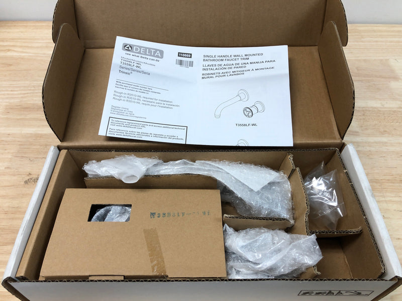Delta T3558LF-BLWL Trinsic 1.2 GPM Wall Mounted Widespread Bathroom Faucet - Matte Black