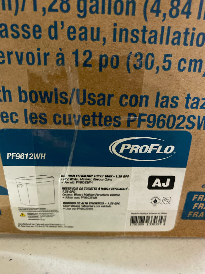 PROFLO PF9612WH Pyne Toilet Tank Only - Less Seat - White