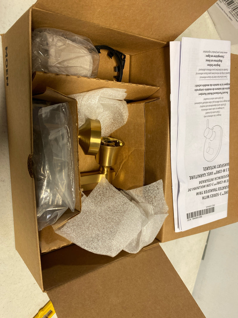 Moen UTS2411BG Flara M-CORE 3-Series 2-Handle Shower Trim Kit with Integrated Transfer Valve in Brushed Gold (Valve not Included)