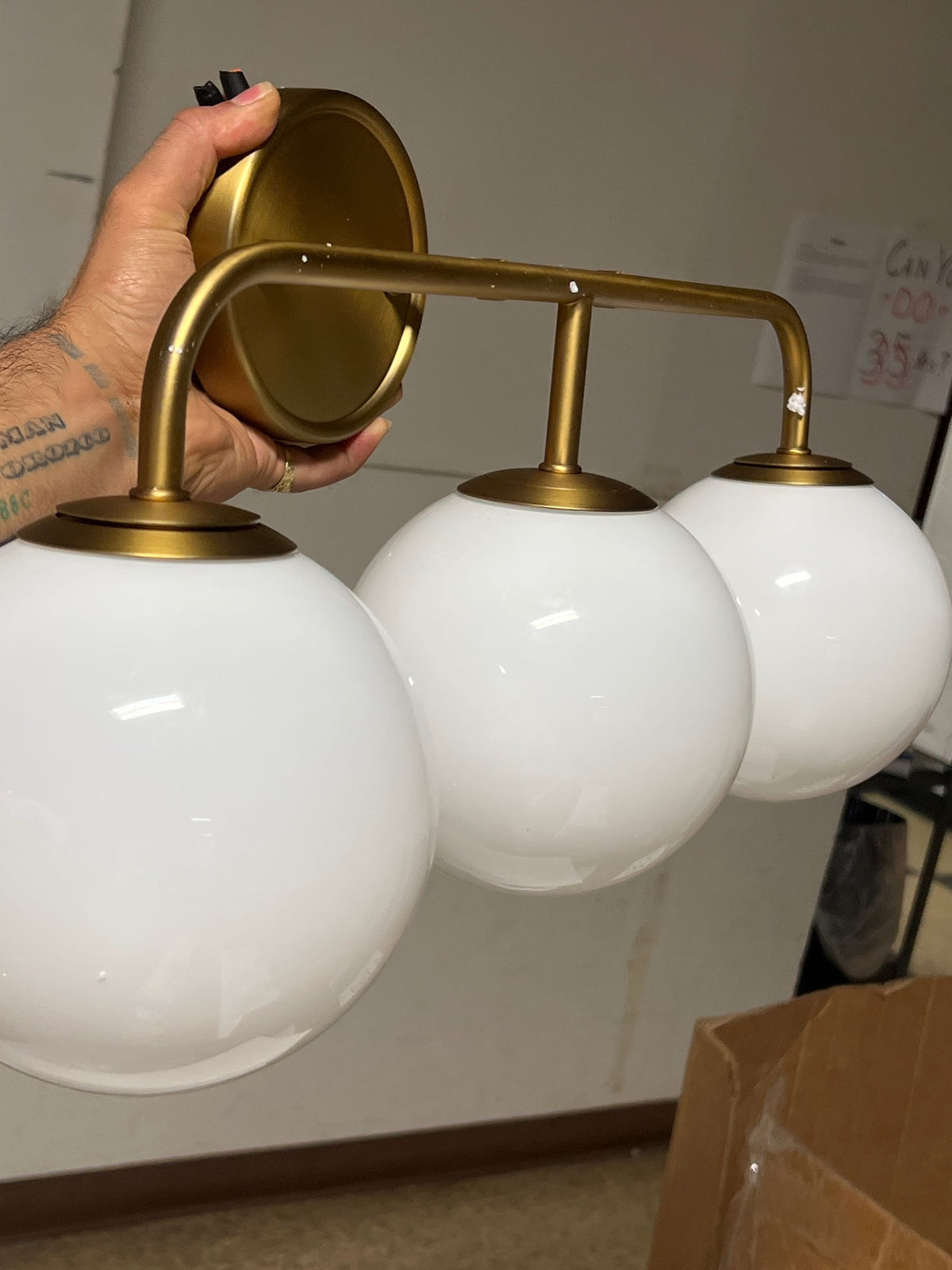 Y'insp PTR-1069801 22.05 in. 3 Light Brushed Gold Vanity Light with Milk Glass Shade Modern Bathroom Vanity Light Transitional Wall Sconce