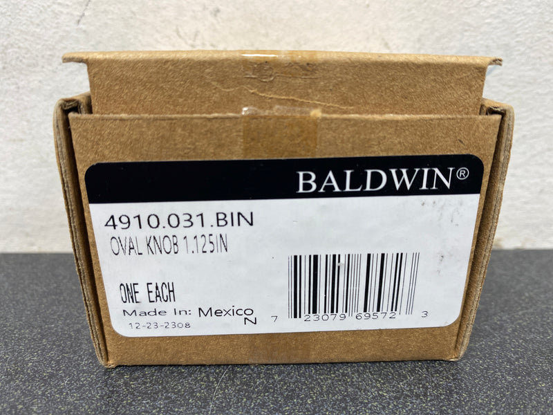 Baldwin 4910031BIN Oval 1-1/8 Inch Oval Cabinet Knob from the Estate Collection - Non-Lacquered Brass