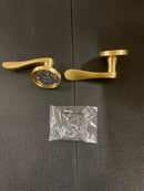 Emtek 505LUUS4 Luzern Non-Turning Two-Sided Dummy Door Lever Set from the Brass Modern Collection - Satin Brass Disk Rosette