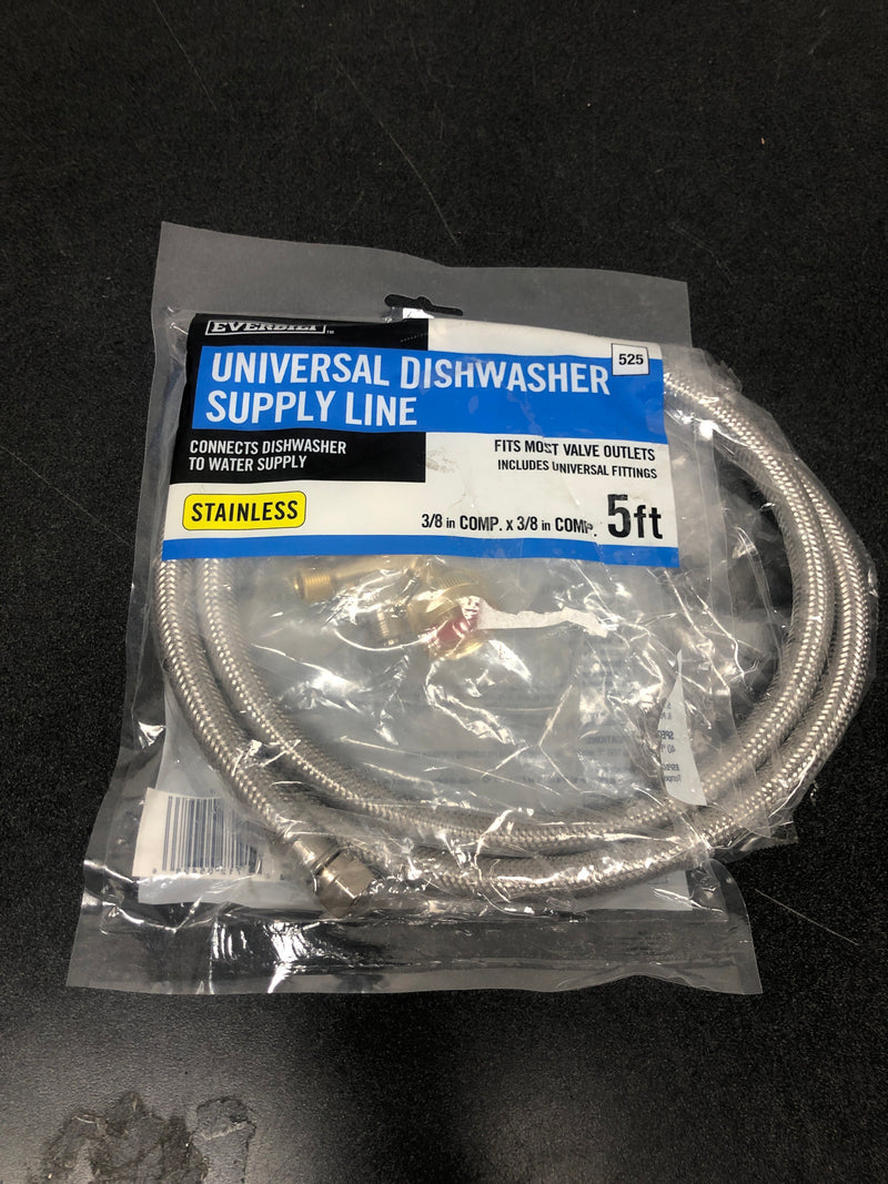 Everbilt 3/8 in. x 3/8 in. x 60 in. Stainless Steel Universal Dishwasher Supply Line