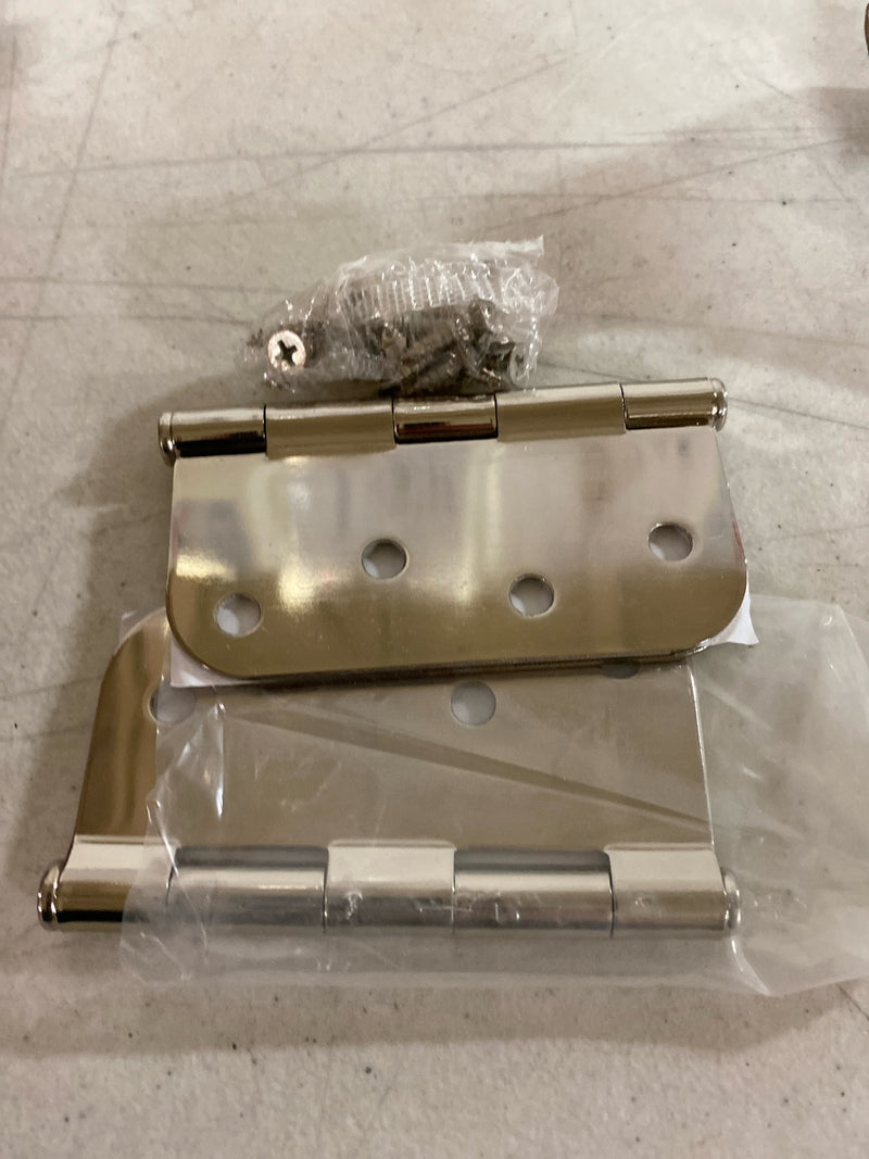 Emtek 4" x 4" Plain Bearing 5/8" Radius Corners Mortise Hinge - Pair - Polished Nickel
