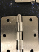 Deltana S35R415 3-1/2 x 3-1/2 Plain Bearing 1/4" Radius Corner Full Mortise Hinge - Pair - Satin Nickel