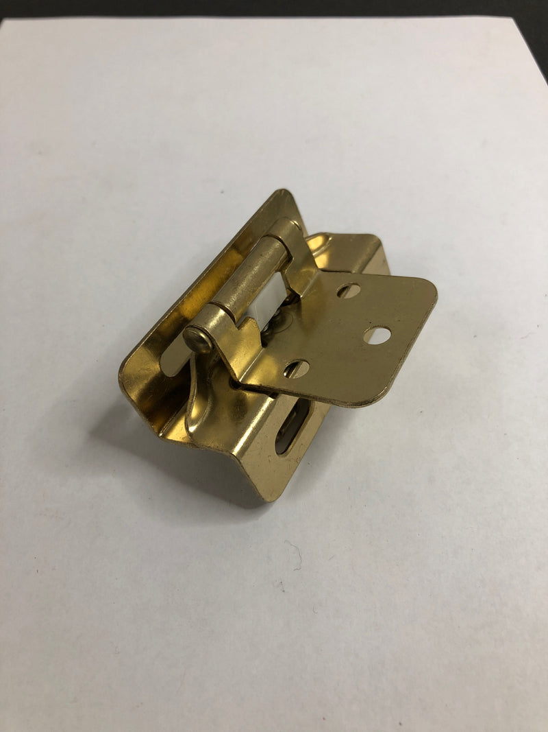 Hickory Hardware P60010F-3 1/4 Inch Overlay Surface Self-Closing Part Wrap Cabinet Door Hinge (Package of 2) - Polished Brass