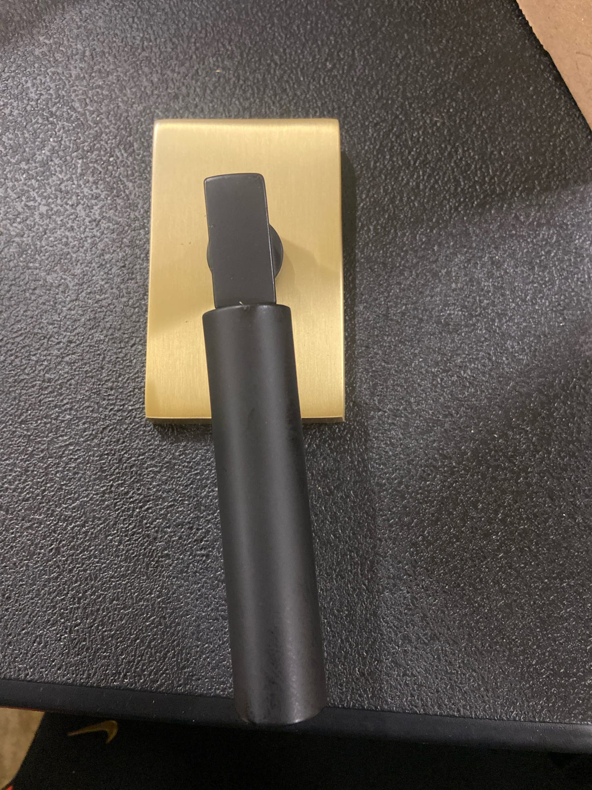 Emtek 505HECUS19.US4 Hercules Reversible Non-Turning Two-Sided Dummy Door Lever Set from the Brass Modern Collection - Flat Black Hercules Lever (US19) Modern Rectangular Rosette (US4)