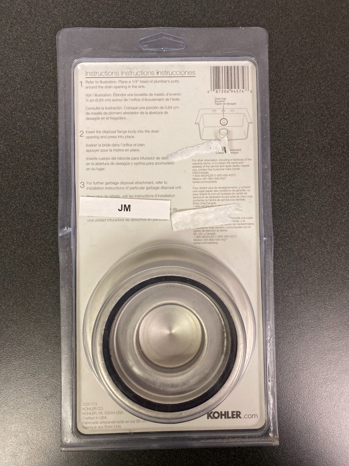 Kohler Disposal 4.5 in. Flange with Stopper in Polished Chrome