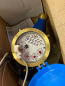 Dwyer Instruments 5/8" x 1/2" brass multi-jet water meter (GPM), with pulse output, 0.1 Gal/pulse.