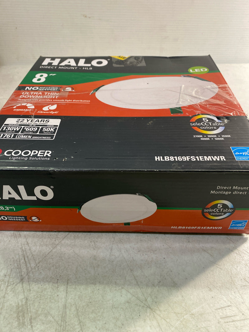 Halo HLB8169FS1EMWR HLB 8 in. Adjustable CCT Canless IC Rated Dimmable Indoor, Outdoor Integrated LED Recessed Light Kit