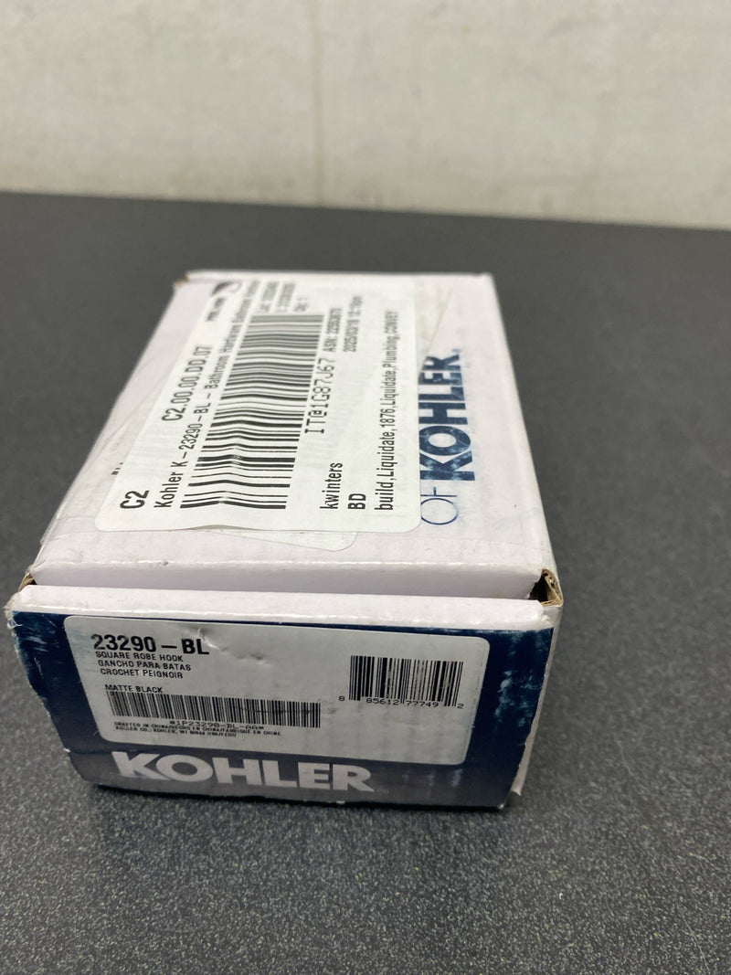 Kohler K-23290-BL Square Single Robe Hook - Matte Black