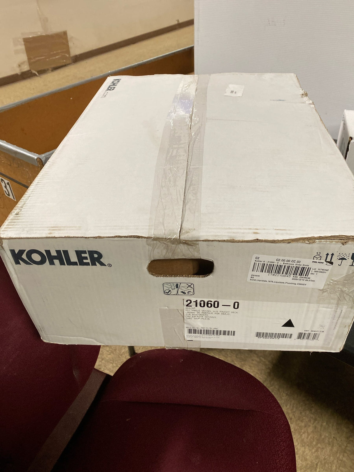 Kohler 21060-0 Brazn 23 in. x 16 in. Vessel Bathroom Sink in White Vitreous China