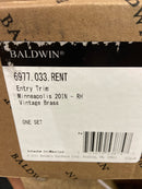 Baldwin 6977033RENT Minneapolis Right Handed Full Plate Single Cylinder Keyed Entry Mortise Handleset Trim from the Estate Collection - Vintage Brass