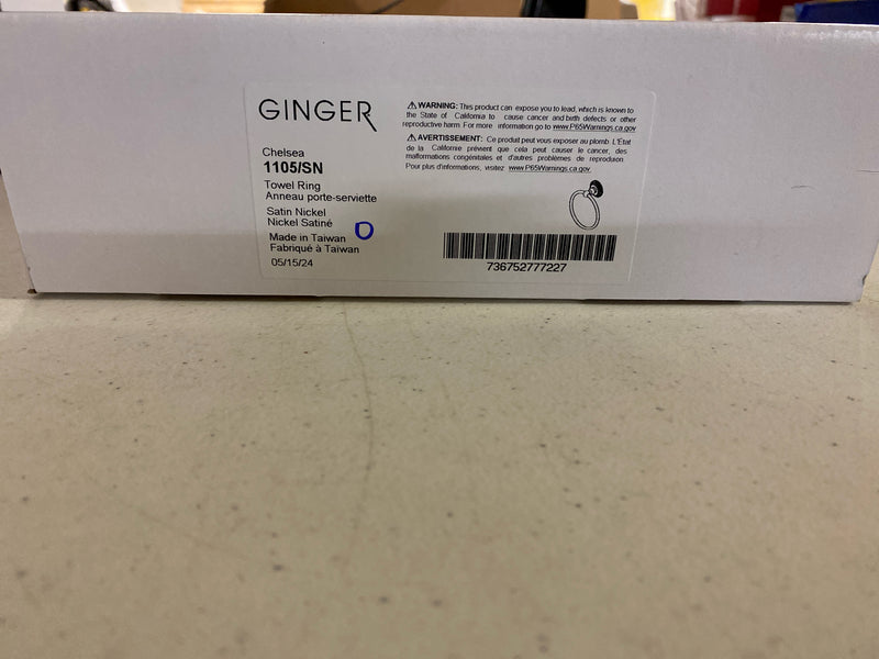 Ginger 1105/SN Chelsea Towel Ring - Satin Nickel