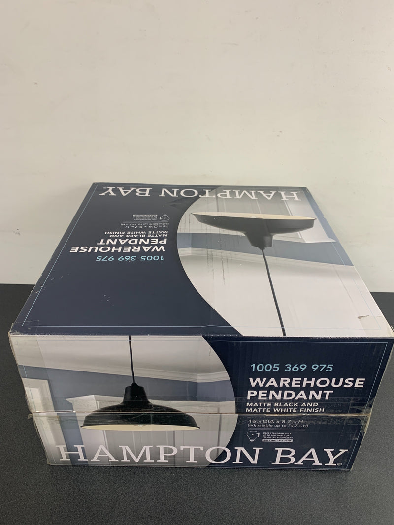 Hampton bay AF-1032R/BK 1-Light Black Warehouse Pendant Hanging Light with Metal Shade