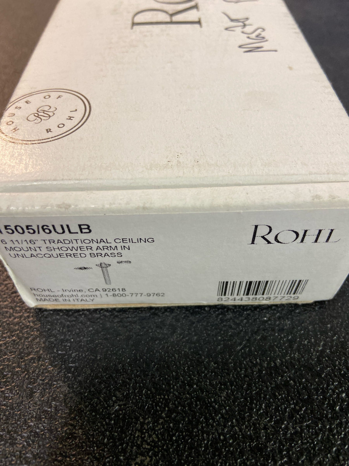 Rohl 1505/6ULB Shower 6-11/16" Ceiling Mounted Shower Arm and Flange - Unlacquered Brass (Living Finish)
