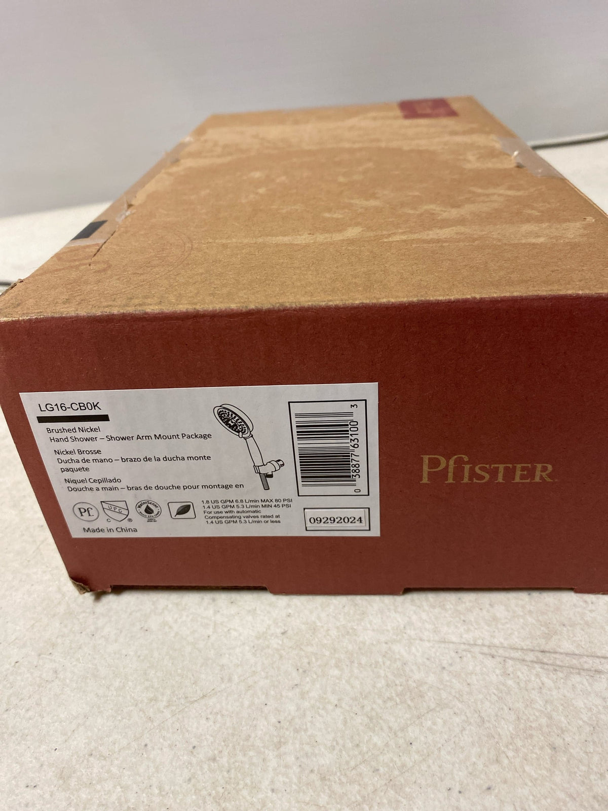 Pfister LG16-CB0K Avalon 1.8 GPM Multi Function Hand Shower Package - Includes Hose - Brushed Nickel