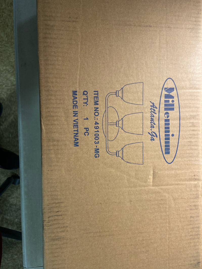 Millennium lighting 491003-MG Alberta 22 in. 3-Light Modern Gold Vanity Light with White Glass