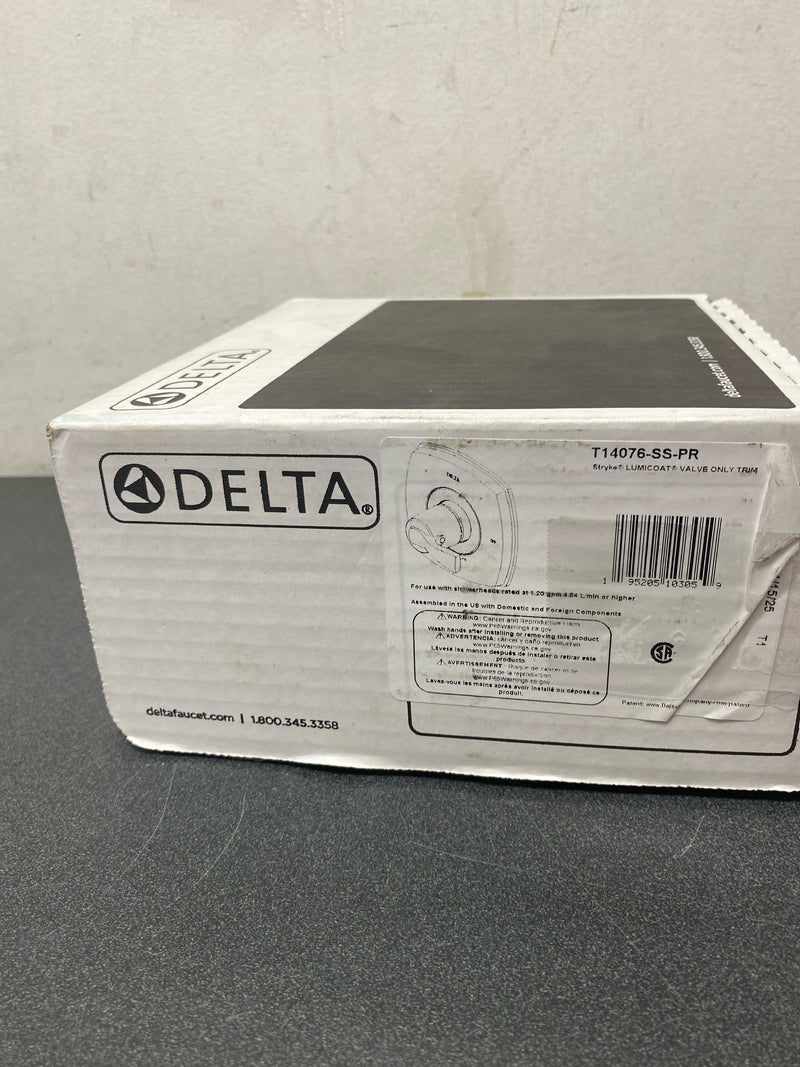 Delta T14076-SS-PR Stryke Monitor 14 Series Single Function Pressure Balanced Valve Trim Only with Single Lever Handle - Less Rough-In - Lumicoat Stainless