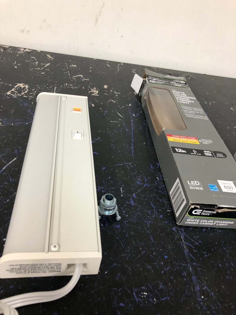 Commercial electric PL9033A Direct Wire Aluminum 12 in. LED White CCT Changing Under Cabinet Light