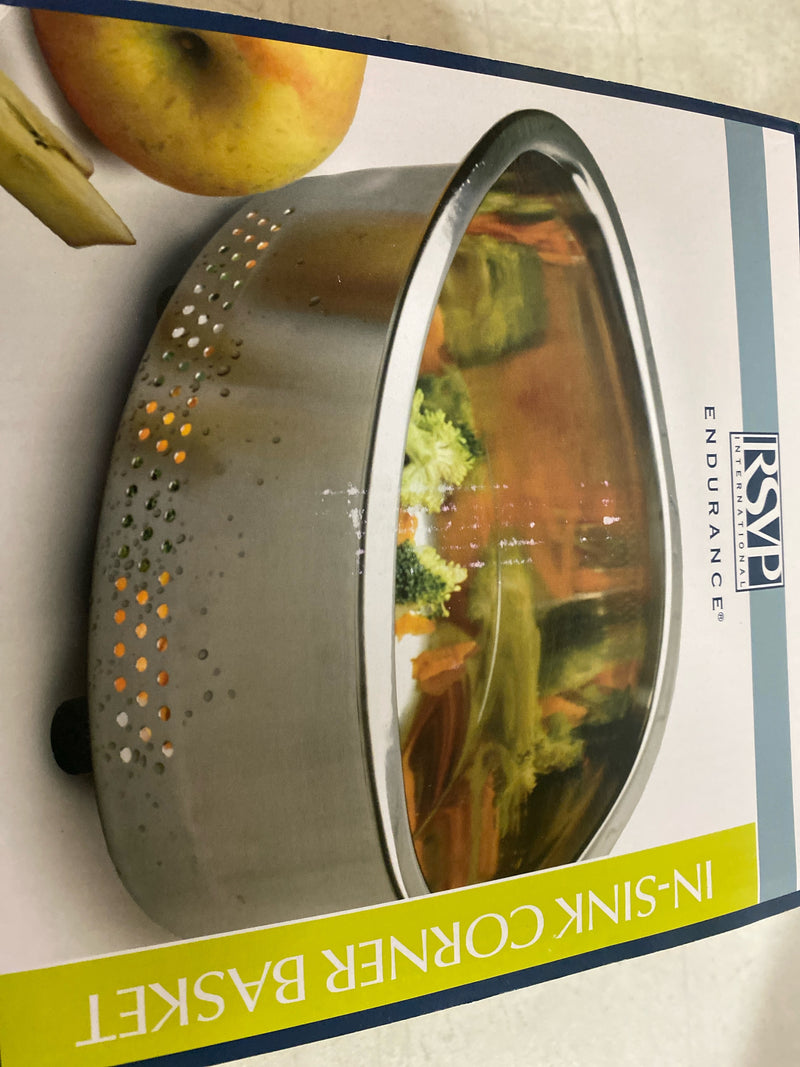 RSVP International Endurance Kitchen Collection Colander Strainer, Corner Basket, Pierced Stainless Steel