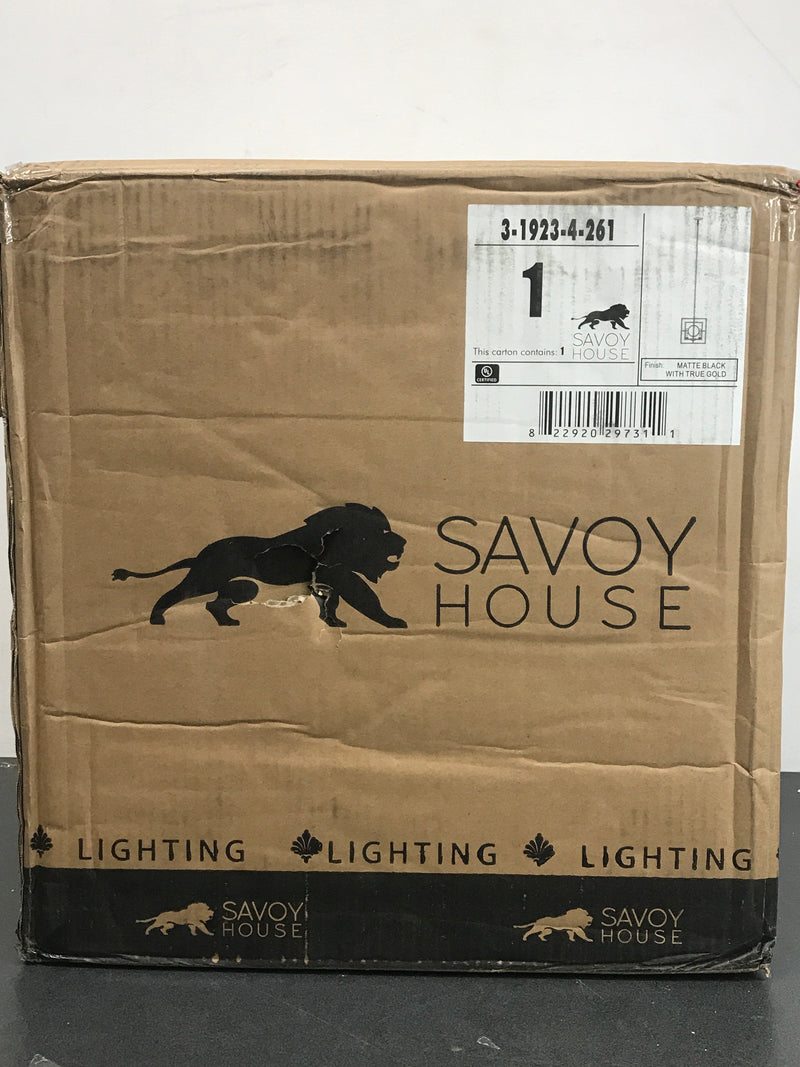 Savoy House 3-1923-4-261 Kirsch 4-Light Pendant in Matte Black with True Gold (15" W x 15" H)