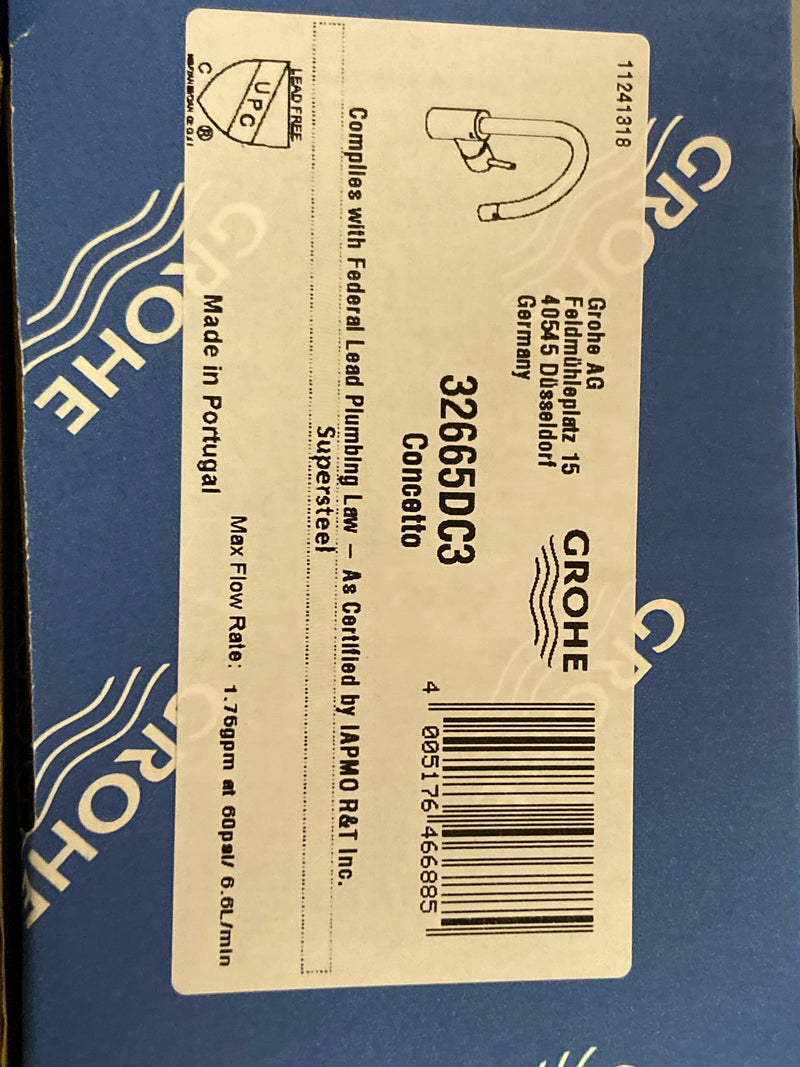 Grohe 32665DC3 Concetto 1.75 GPM Single Hole Pull Down Kitchen Faucet - SuperSteel