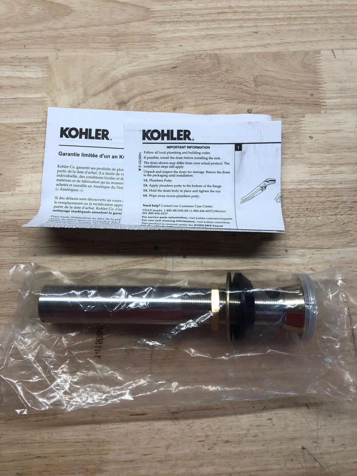 Kohler K-25322-BV Pop-Up Clicker Drain with Overflow - Vibrant Brushed Bronze