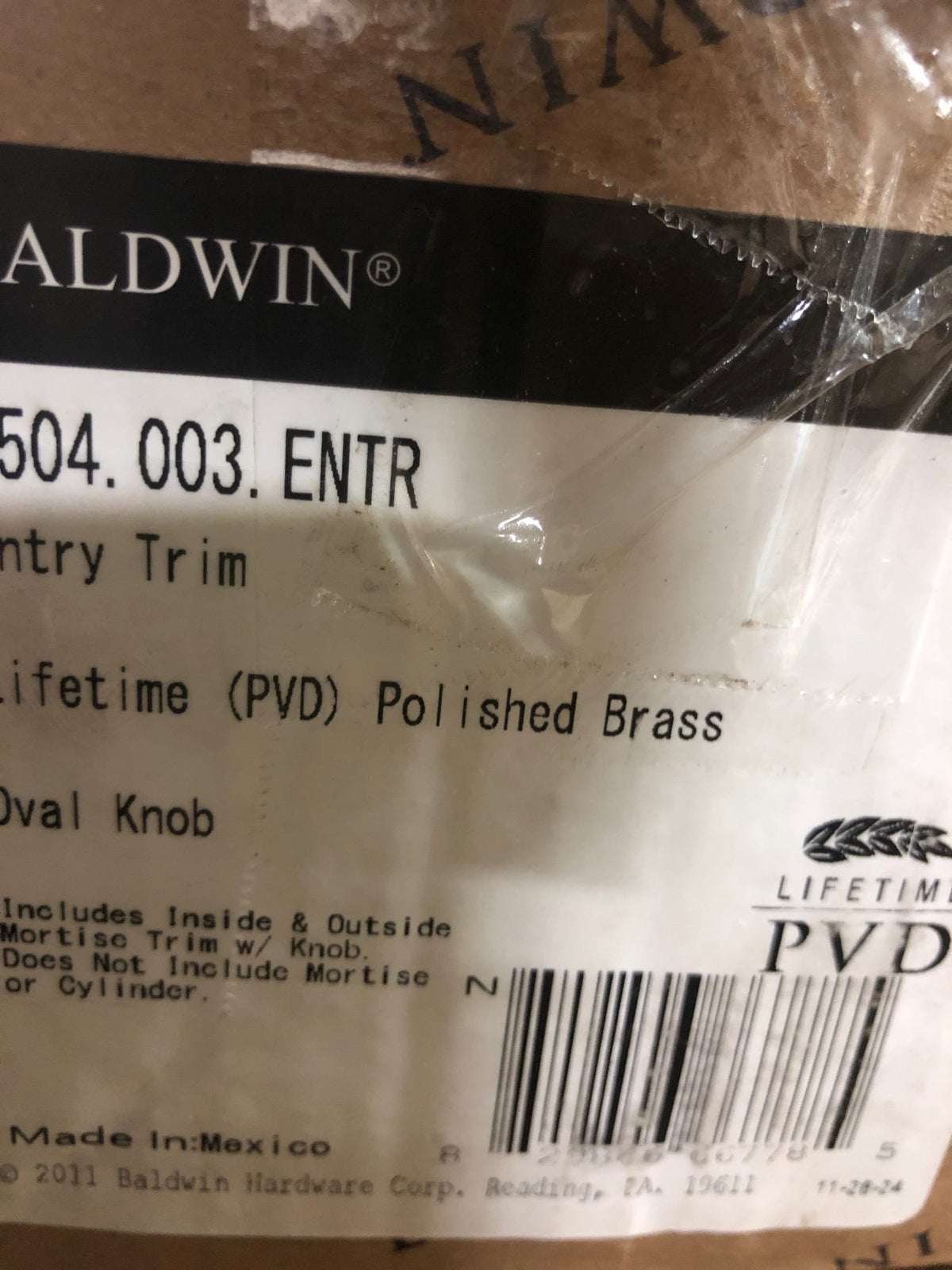 Baldwin Hardware M504.003.ENTR Mortise Handle Set Polished Brass