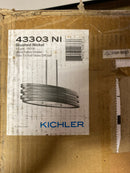 Kichler 43303NI Roswell 3-Bulb Indoor Chandelier with Oval Metal Shade - Brushed Nickel