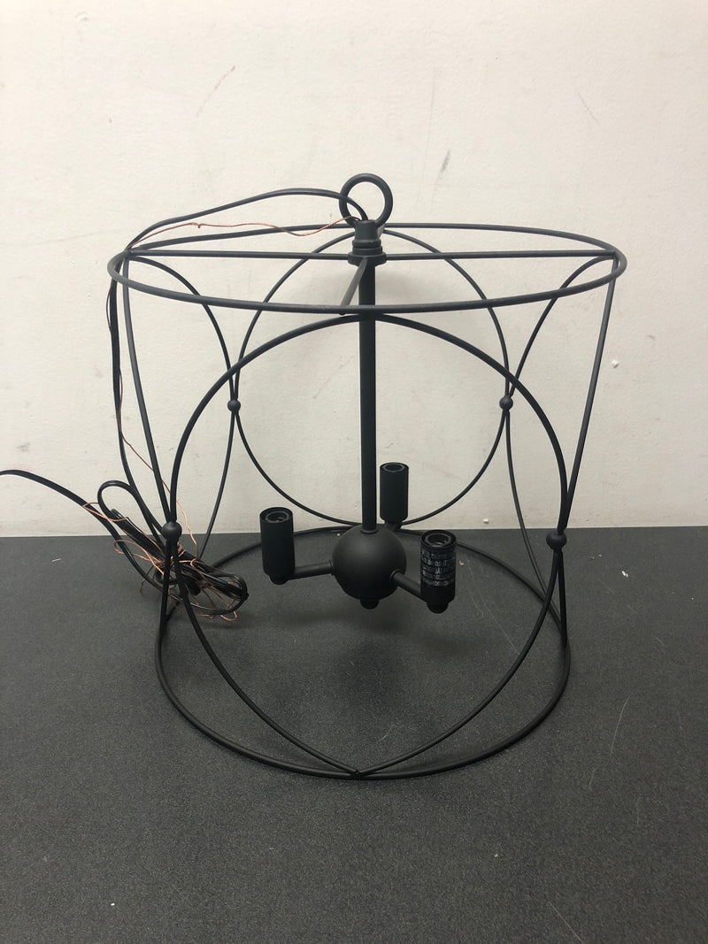 Hampton bay T-P00211007A Croyden 3-Light Black Caged Candle Chandelier Light Fixture with Metal Shade