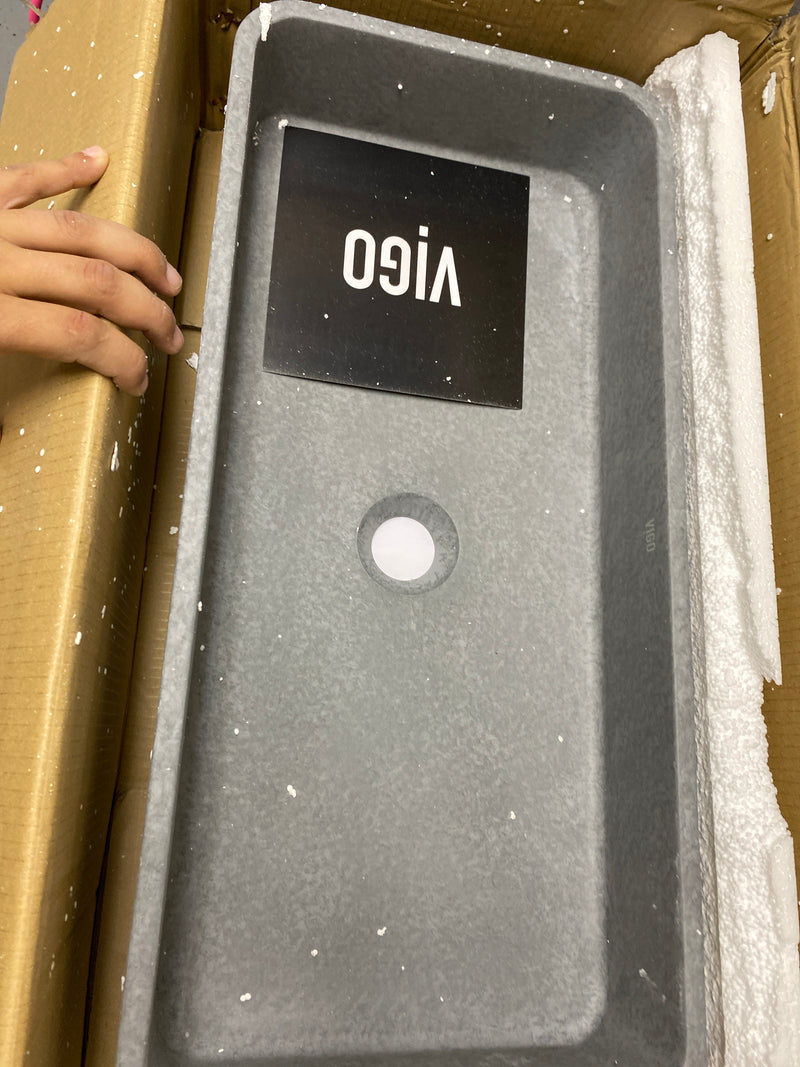 Vigo VG04060 Concreto Stone 23-5/8Concreto Stone 11" Rectangular Concrete Vessel Bathroom Sink - Gray