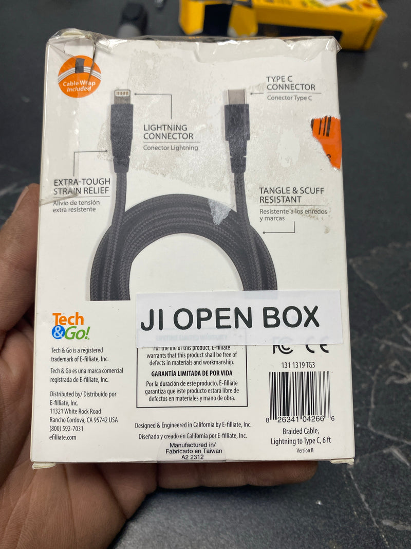 Tech and go 131 1319 TG3 6 ft. Braided Cable for Lightning to USB-C