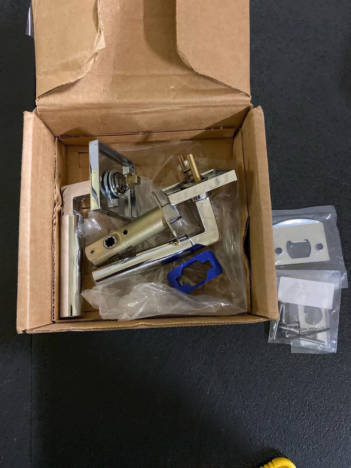 Emtek 5110HECUS26RH Hercules Right Handed Passage Door Lever Set with Square Rose from the Brass Modern Collection - Polished Chrome