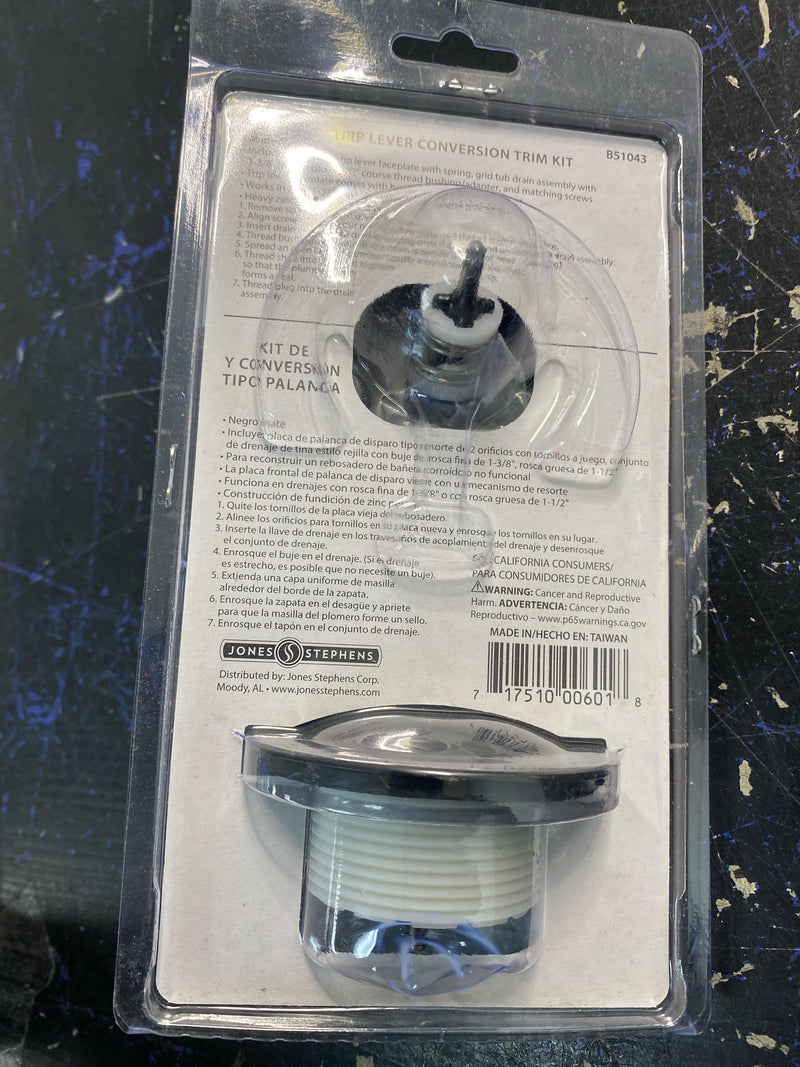 Jones Stephens B51043 Two-Hole Trip Lever Tub Drain Trim Kit - Matte Black