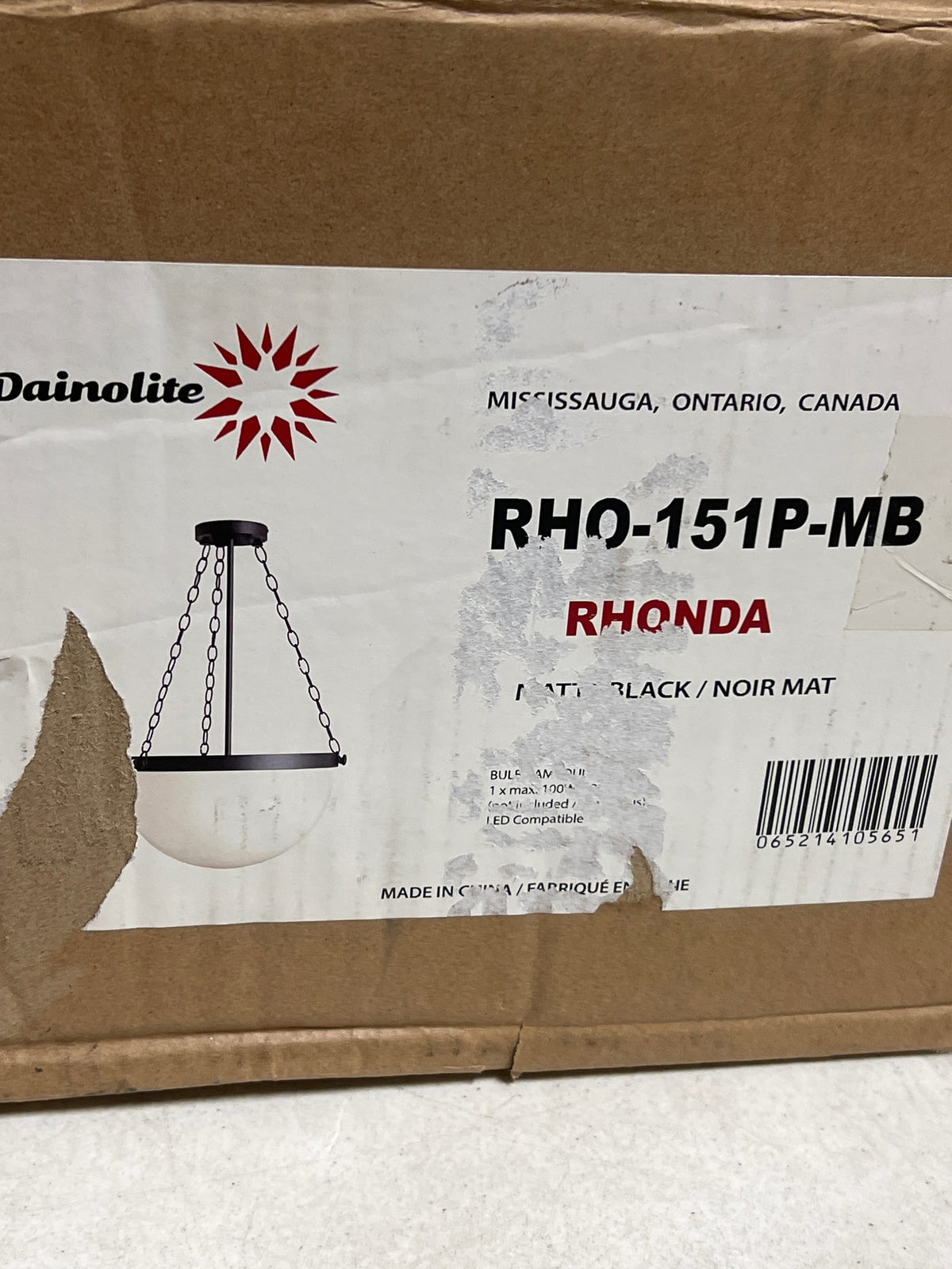 Dainolite RHO-151P-MB Rhonda 16" Wide Pendant - Matte Black