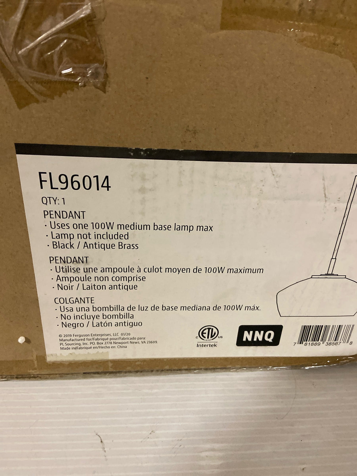 Miseno ML98586-BABC Single Light 14" Wide Pendant - Black / Antique Brass