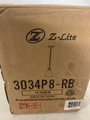 Z-Lite 3034P8-RB Harper 8" Wide Mini Pendant - Rubbed Brass