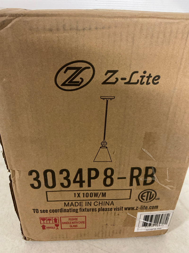 Z-Lite 3034P8-RB Harper 8" Wide Mini Pendant - Rubbed Brass