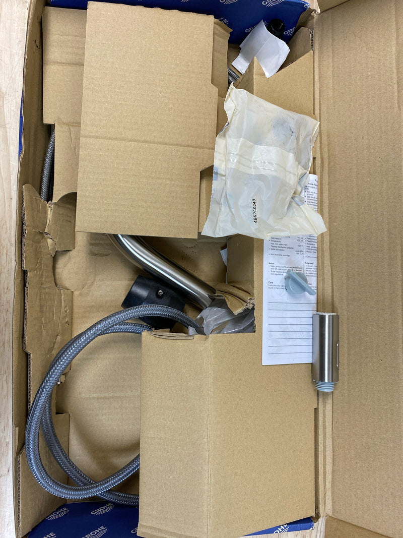 Grohe 32226DC3 Zedra 1.75 GPM Single Hole Pull Down Kitchen Faucet with SilkMove Technology - SuperSteel