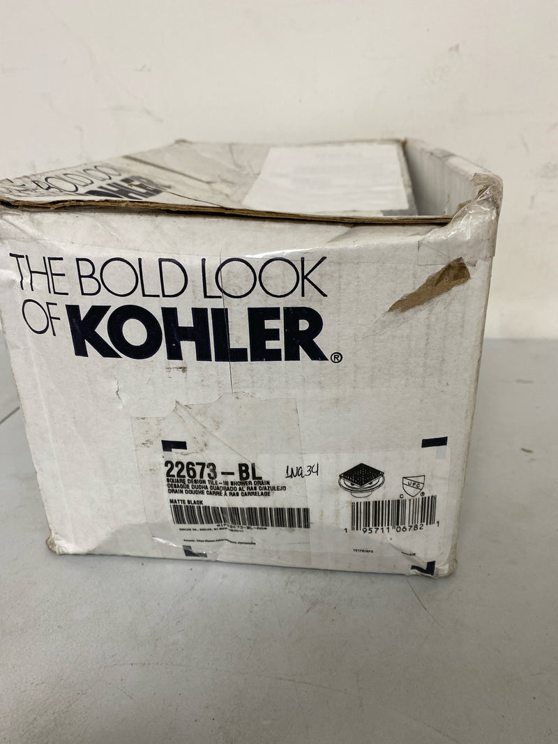 Kohler K-22673-BL Clearflo Square Brass Tile-In Shower Drain - Matte Black