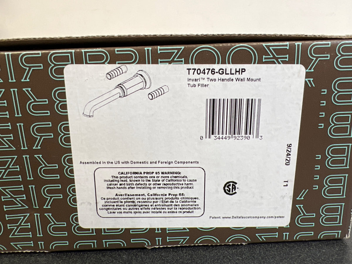 Brizo Invari Wall Mounted Tub Filler - Less Handles and Rough-In